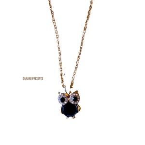 CRYSTAL ACRYLIC OWL NECKLACE WOMEN BLACK